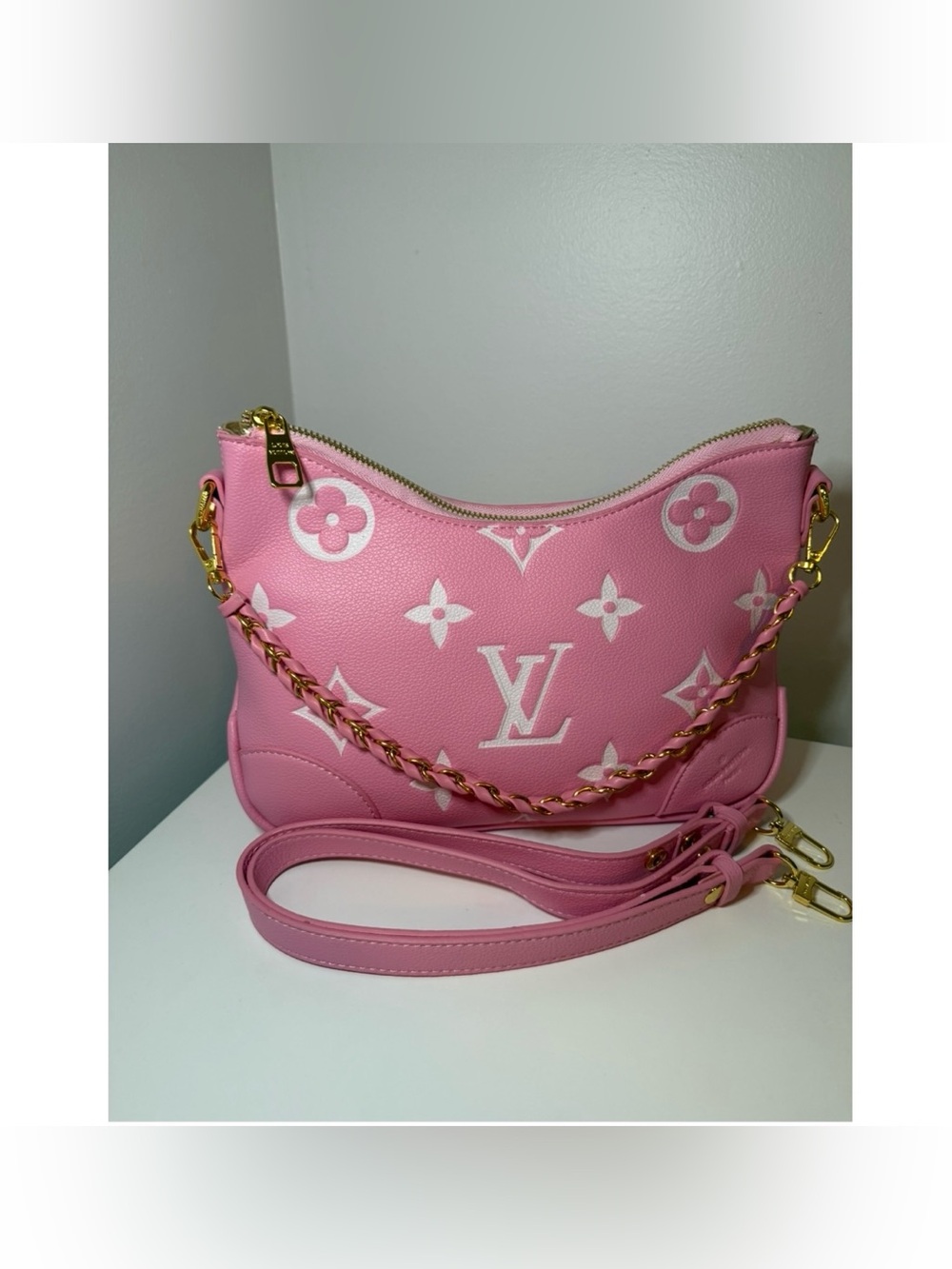 LV Pink & White Shoulder Bag